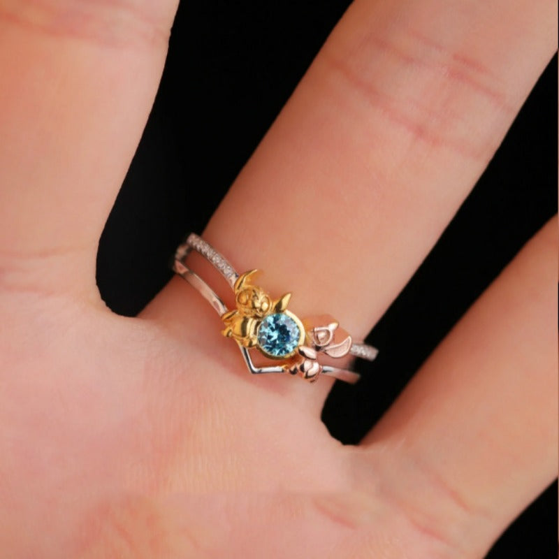 Lilo and Stitch couple ring with Stitch and Angel design
