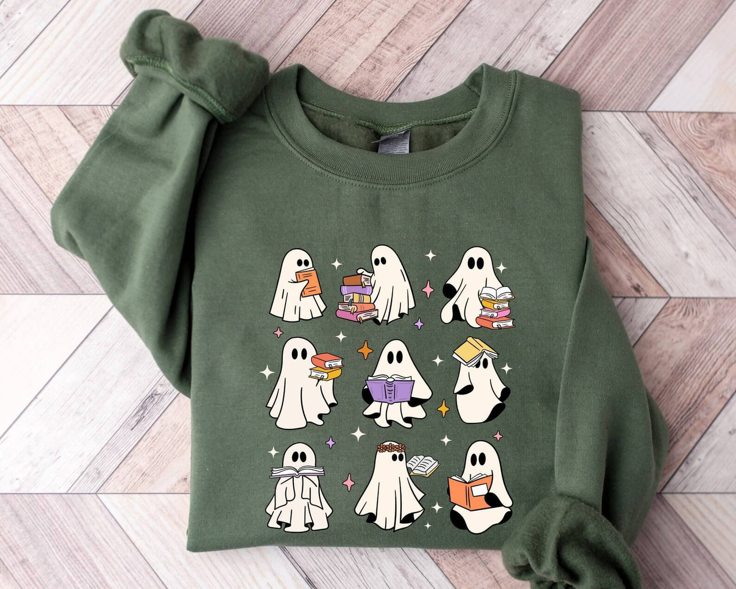 Teacher Ghost Reading Books Sweatshirt